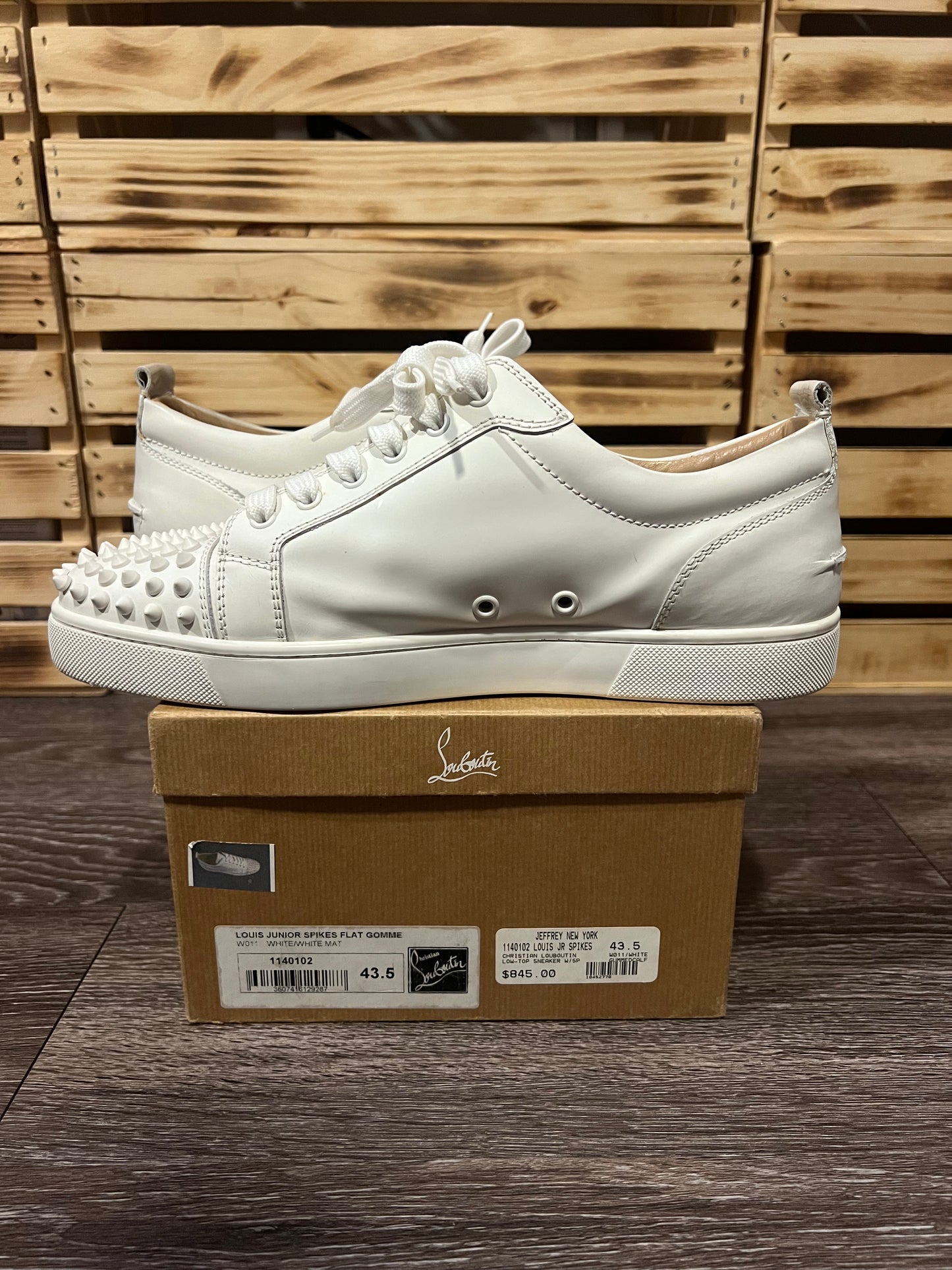 Christian Louboutin Louis Junior Spikes Gomme White | EU 43.5 / US 10.5