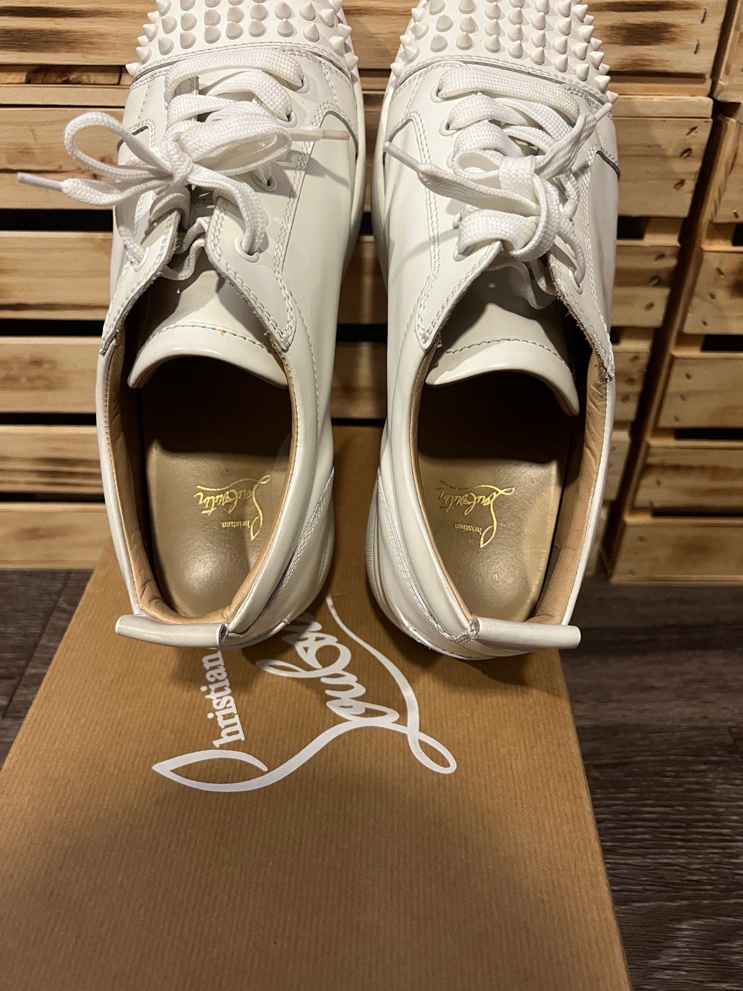 Christian Louboutin Louis Junior Spikes Gomme White | EU 43.5 / US 10.5