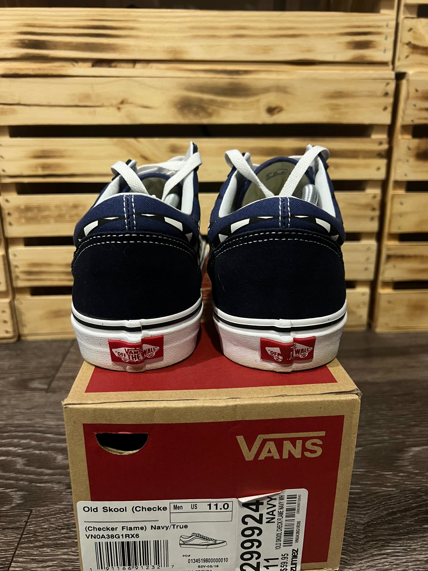 Vans Old Skool Checker Flame — Navy Blue | Size 11