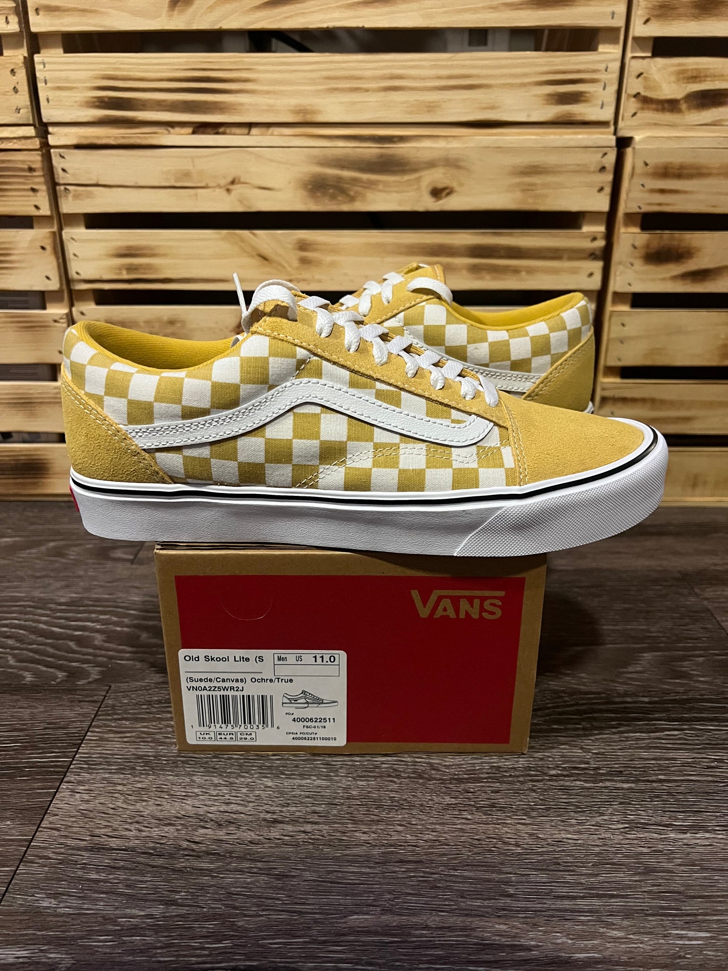 Vans Old Skool Lite “Off The Wall” Ochre Yellow Checkerboard Size 11