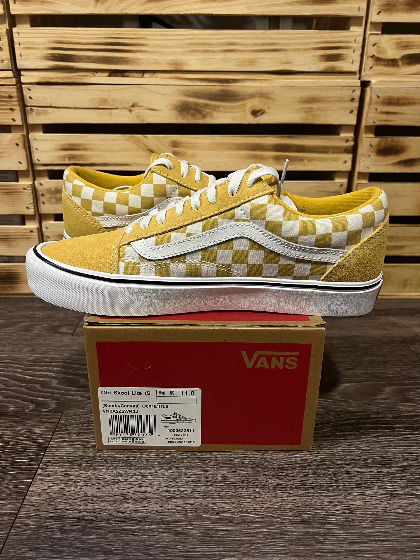 Vans Old Skool Lite “Off The Wall” Ochre Yellow Checkerboard Size 11