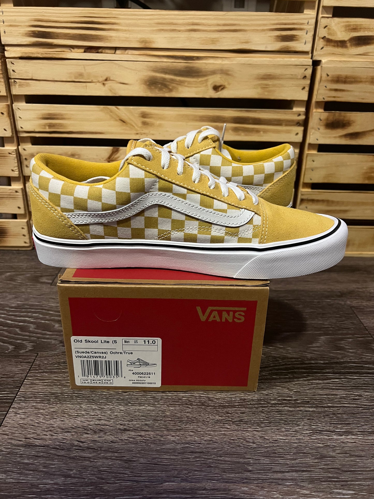 Vans Old Skool Lite “Off The Wall” Ochre Yellow Checkerboard Size 11