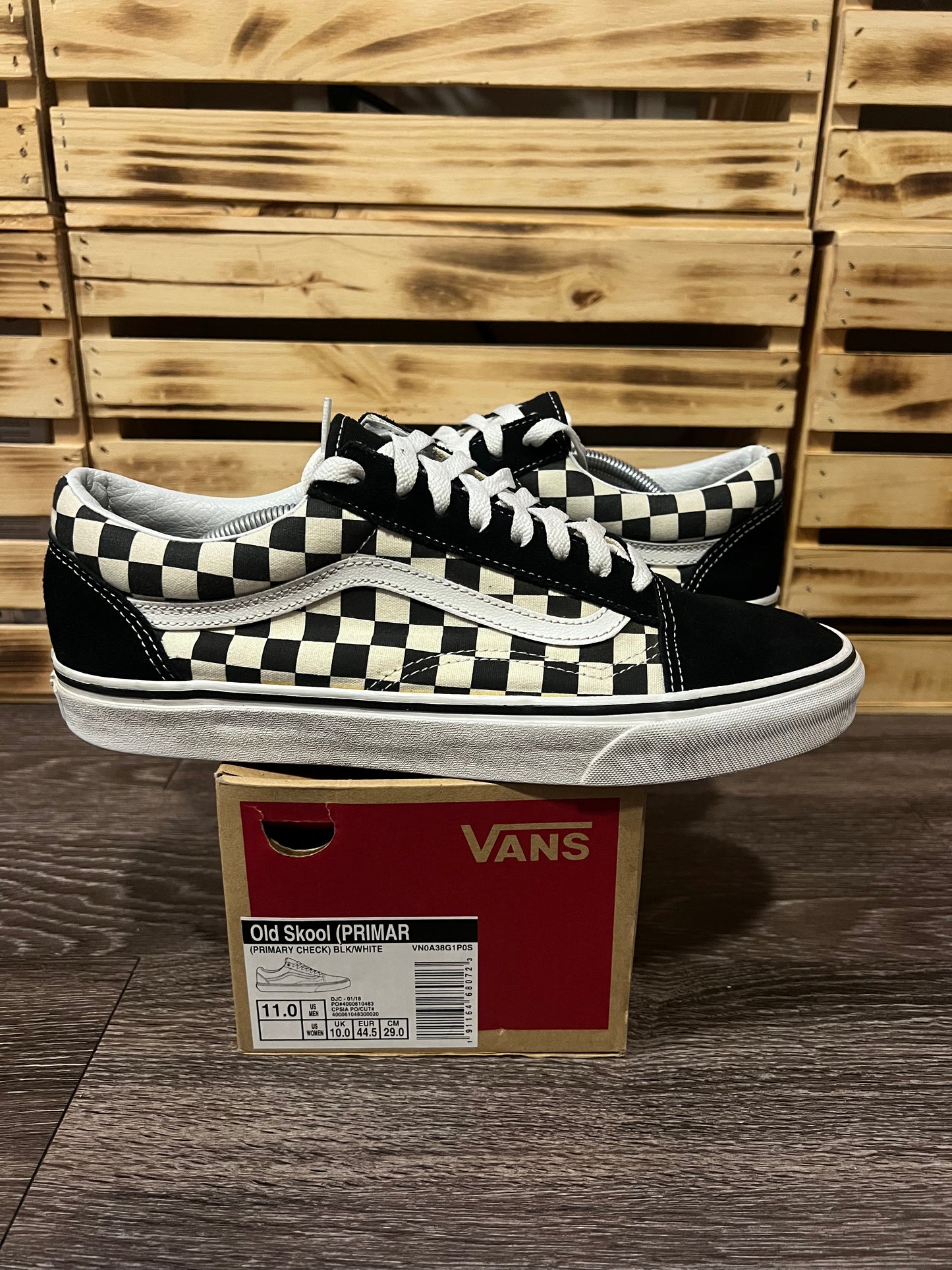 Vans Old Skool Black Checkered Print Sneakers Size 11