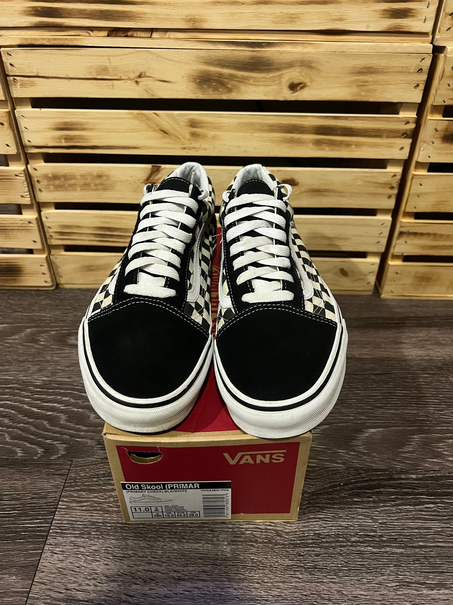 Vans Old Skool Black Checkered Print Sneakers Size 11