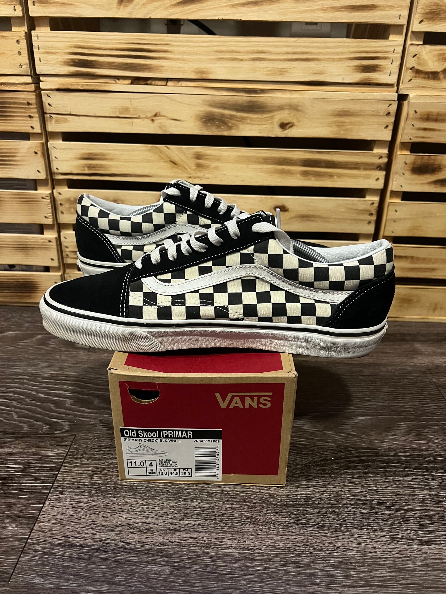 Vans Old Skool Black Checkered Print Sneakers Size 11
