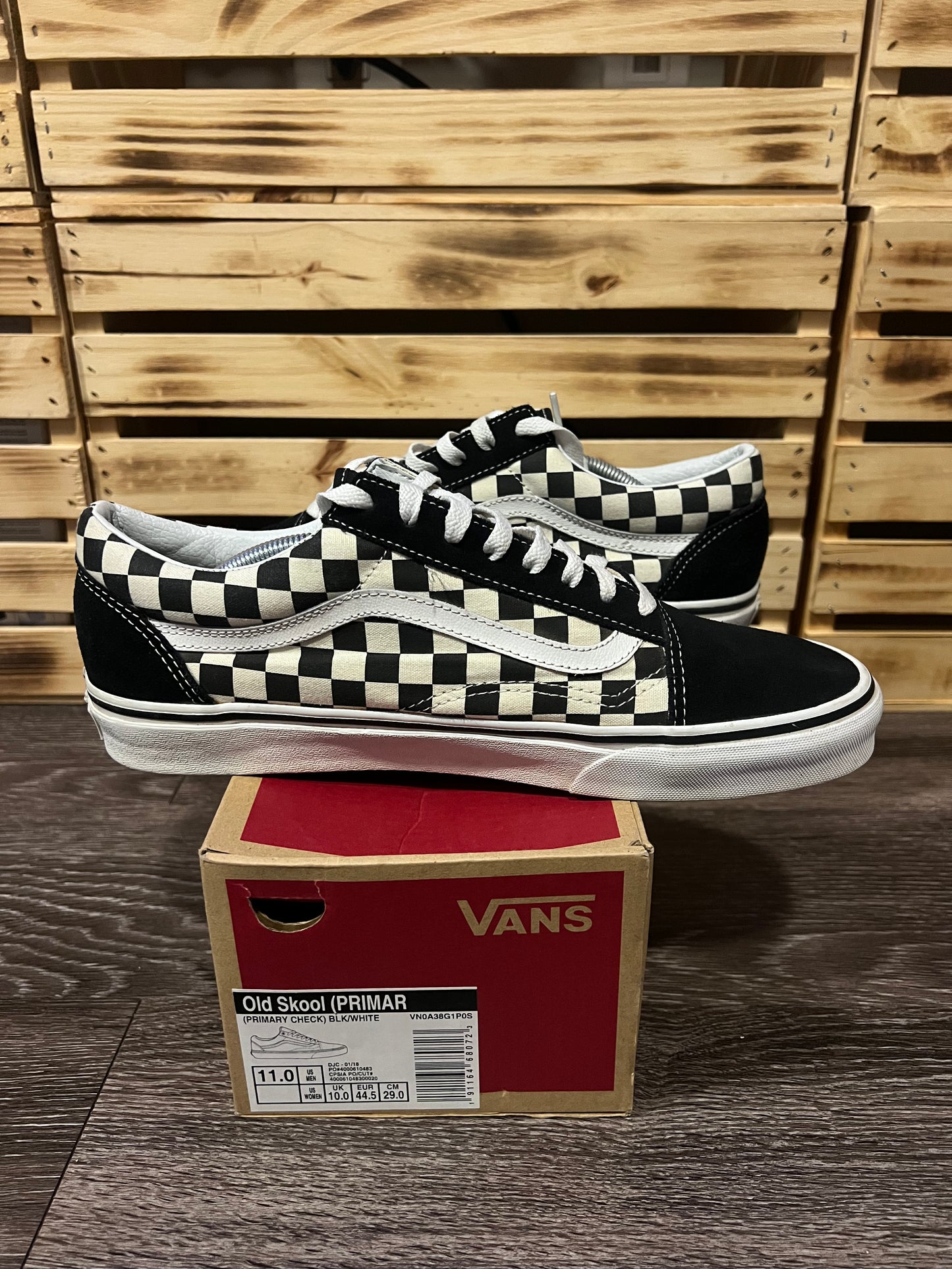 Vans Old Skool Black Checkered Print Sneakers Size 11